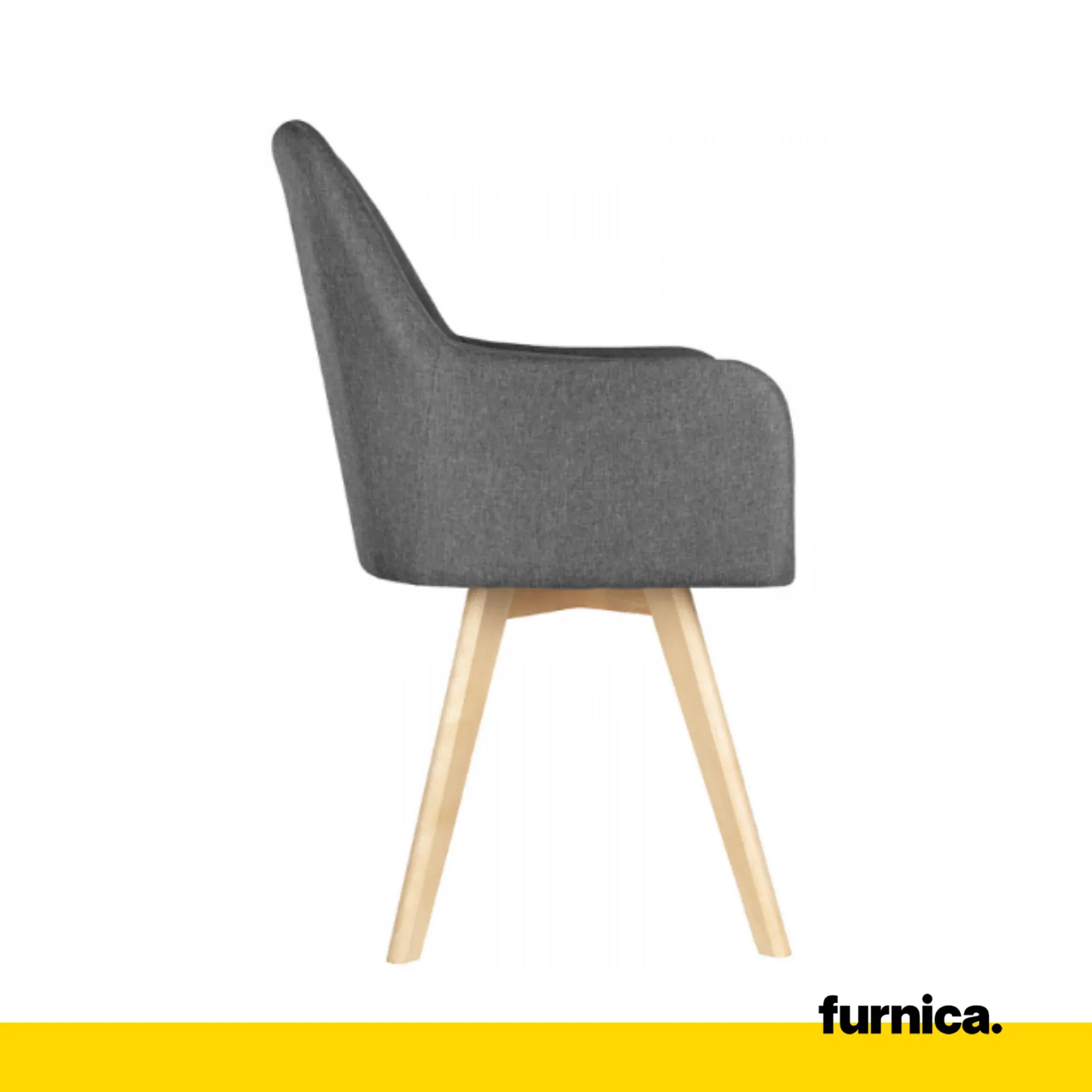 ALBERTO - Chaise de Salle à Manger / Bureau en Tissu Durable avec Pieds en Bois - Gris Foncé – Image 2