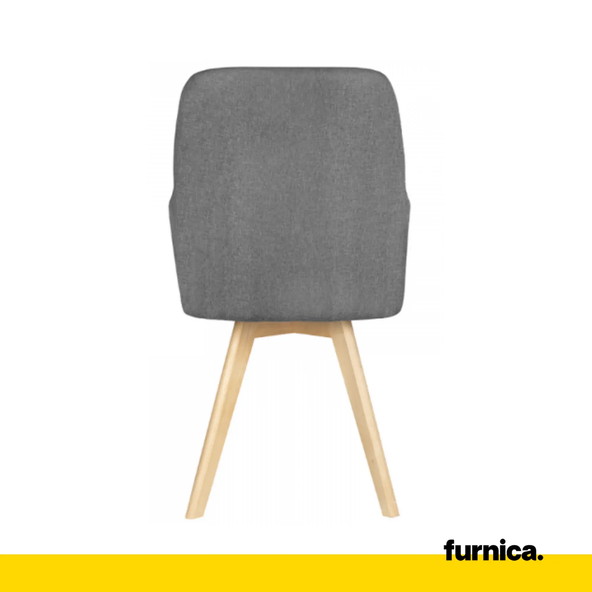 ALBERTO - Chaise de Salle à Manger / Bureau en Tissu Durable avec Pieds en Bois - Gris Foncé – Image 4