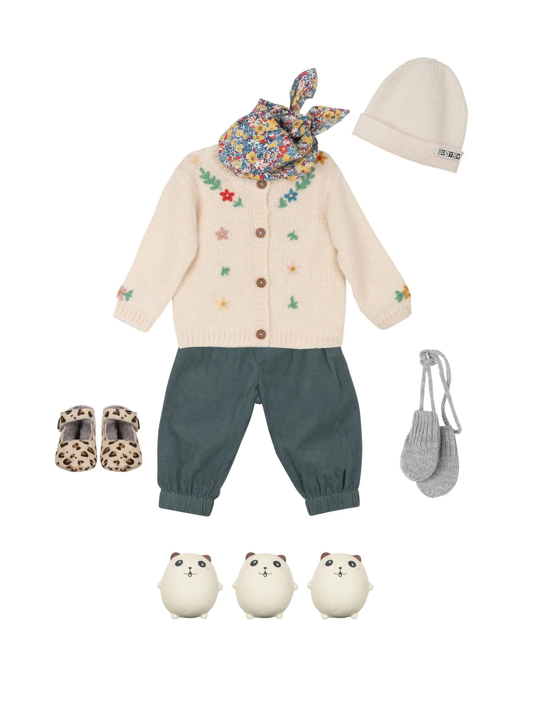 Gilet en maille "Knit Orgeat" - broderie fleur - Bonton – Image 3